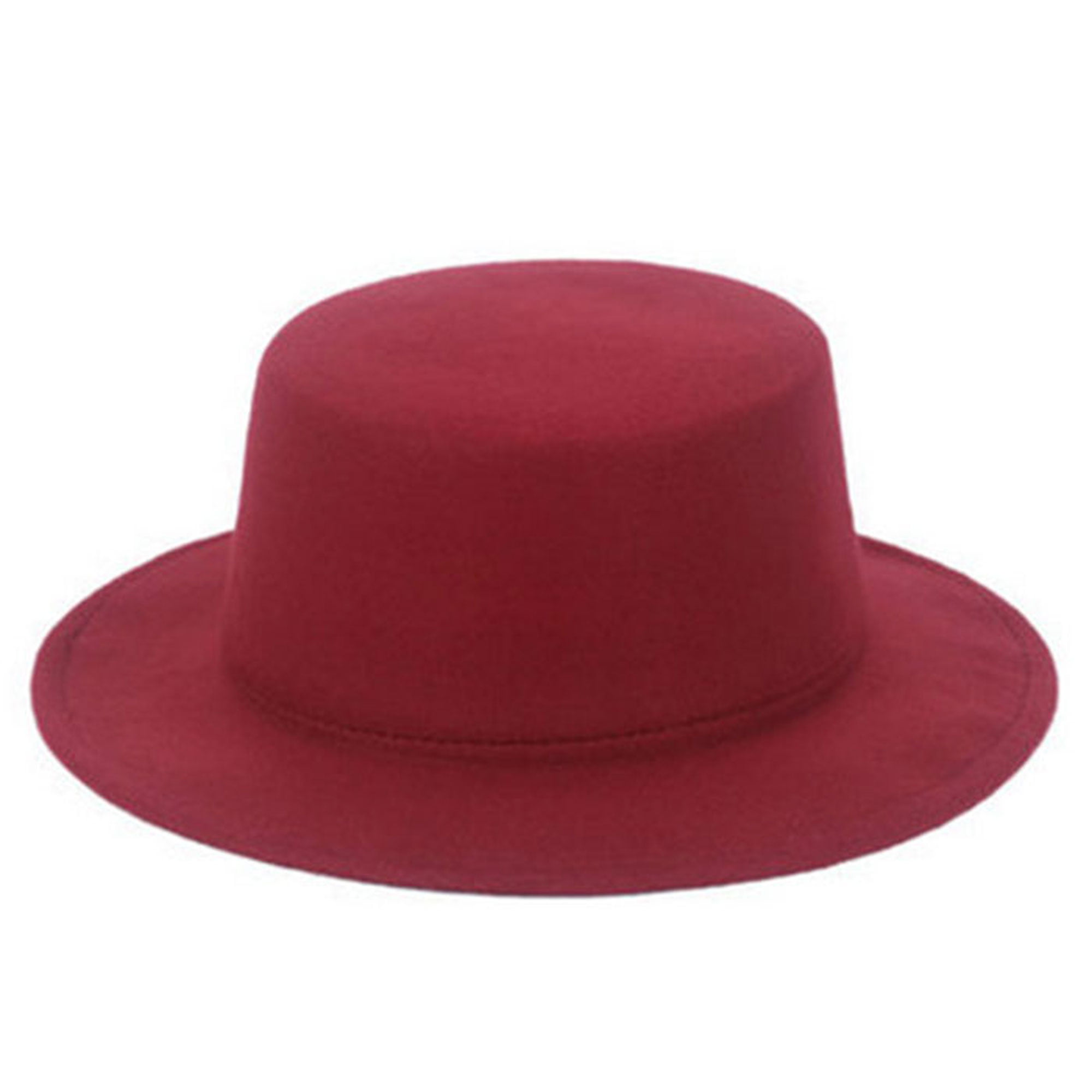 Girl Flat Top Hats Solid Casual Vintage Wide Brim Fedora Felt Bowler Fedora Hat Floppy Cloche Men Gangster Hat