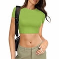 thumbnail image 2 of Womens Crop Tops Cute Summer Crew Neck Basic Tees Slim Fit Trendy Short Sleeve T Shirts for 2026, 2 of 4