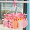 thumbnail image 1 of Drying Rack, Socks Drying Rack Folding Clothes Hanger Clothes Dryer Rack Laundry Rack, Underwear Drying Rack 32 Clips For Clothes Line Shower Curtain Rod, 1 of 8