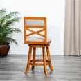 thumbnail image 5 of 30-Inch Bar Stool with X-Back Design, Natural Finish, and Beige Fabric Seat for Kitchen or Dining, 5 of 7