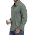 thumbnail image 5 of JWD Mens Long Sleeve Polo Shirt Classic Collared Button Pullover Casual Regular Fit Soft Lightweight Knit Top Green 2XL, 5 of 8