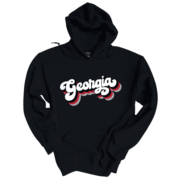 Trenz Shirt Company Georgia Football Stacked Georgia Womens Long-Sleeve Hoodie-Black-4xl
