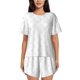 thumbnail image 1 of Balery Travel Around The World Airplane Conjunto de Pijama para Mujer con Estampado, Dos Piezas de Manga Corta y Shorts, Ropa de Dormir Suave con Cuello Redondo y Bolsillos-Small, 1 of 6