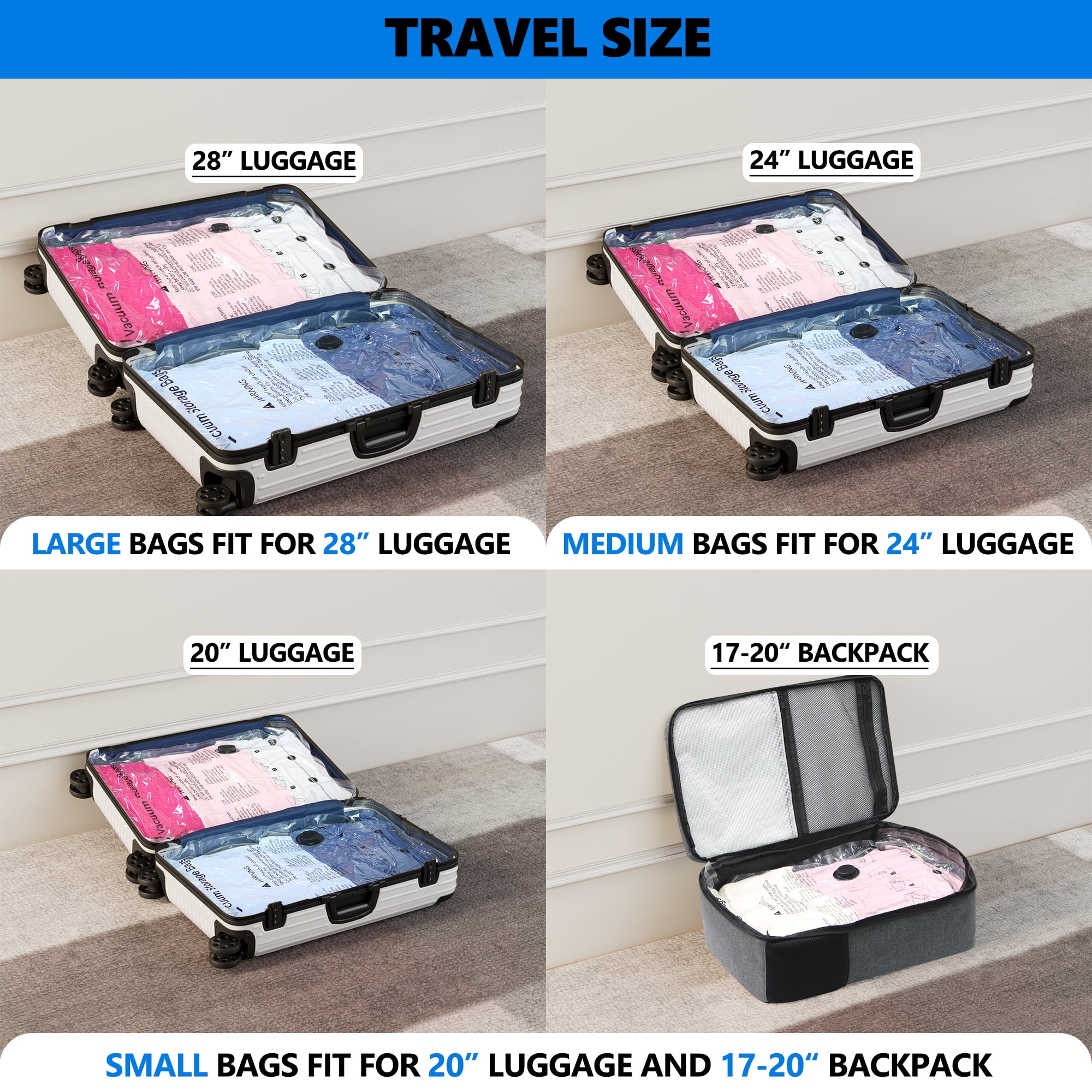 Tooloton 12-Pack Travel Vacuum Storage Bags with Electric Pump, 4L+4M+4S for Clothes & Suitcase