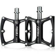 Favoto Bike Pedal Mountain Road Bicycle Wide Flat Platform Pedals, 9/16 In. Screw Thread Non-Slip Aluminum Alloy, Sealed Bearing Lightweight Cycling Pedal for Adult BMX MTB Bike Accessories