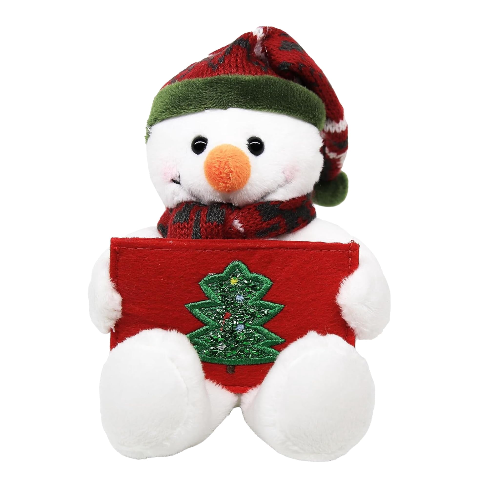 Made by Aliens Glittering Xmas Gift Card Holder Stuffed Animal – Festive Holiday Plush Toy Card Holder Design – Great Present for Holidays & Christmas Celebration 9 inch (Snowman)