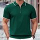 thumbnail image 2 of Camisas de Vestido para Hombre de Manga Corta Viscosa 1/4 Cremallera, Camiseta de Punto Casual con Rayas Y Cuello de Giro para la Oficina, el Golf Y el Uso de Negocios, 2 of 8