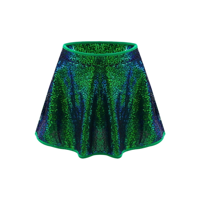 Hansber Jupe à Sequins pour Filles, Jupe de Danse Moderne Jazz Hip Hop Ballet Turquoise 10