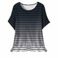 thumbnail image 2 of Elvqul Plus Size Womens Tops Crew Neck Gradient Loose Fit Casual Blouses Short Sleeve Striped Tshirts Gray Pullover Tops, 2 of 4