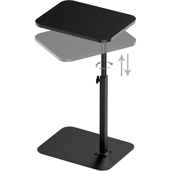 Side Table Sofa Tray for Couch Heavy Metal Base Swivel/Adjustable Height, Sofa Bed Bathroom Study TV Tray C Shaped End Table Food Snack Trays for Eating