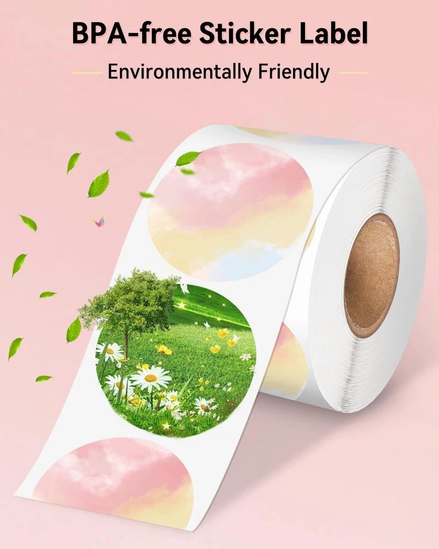BUTTERFLY- Phomemo 2" Direct Thermal Printer Label Self-Adhesive Round Sticker Address Tag