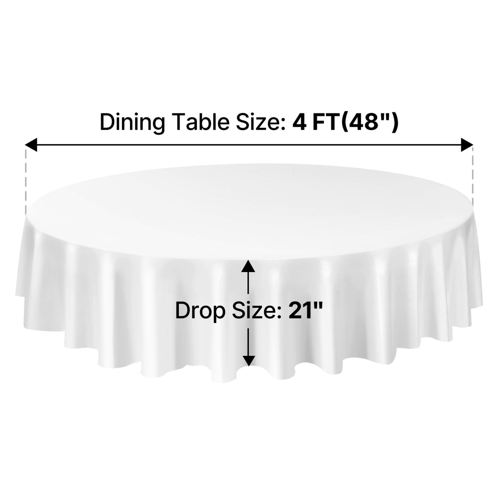 VEVOR White Round Tablecloths 10 Pack, 90 Inches in Diameter, Stain- & Wrinkle- Resistant, Machine Washable Table Clothes, Polyester Fabric Table Covers for Wedding, Party, Banquet, Formal Events