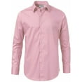 thumbnail image 2 of Men's Classic Solid Long Sleeve Barrel Cuff Dress Shirt (Pink, 3XL 36/37), 2 of 2