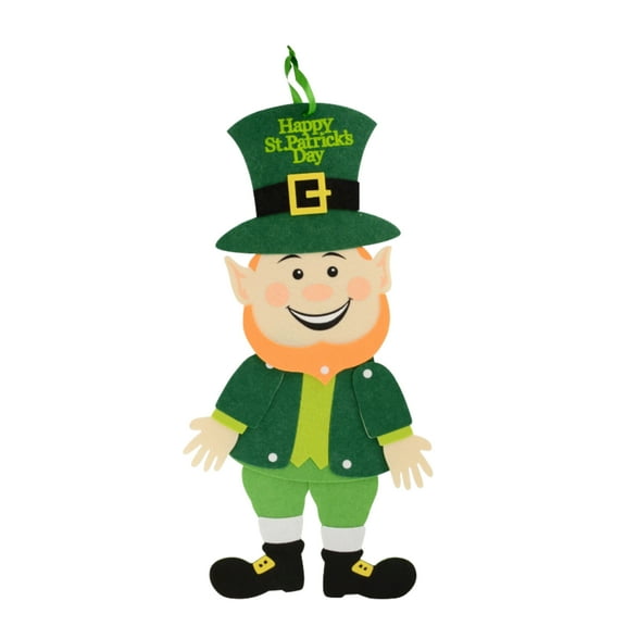 St Patrick's Day Decoration Jointed Felt Leprechaun Hanging Decor Smiling Standing Green Leprechaun St. Patricks Wall Sign Home Door Holiday Irish Party Plaque Set of 1 & CUSTOM Storage Carrier