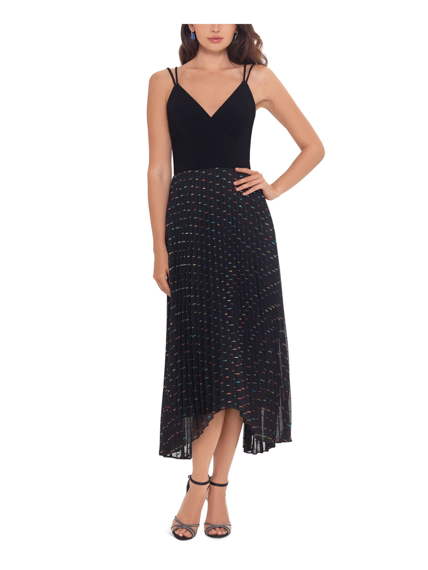 XSCAPE Womens Black Zippered Pleated Chiffon Dominican Republic | Ubuy