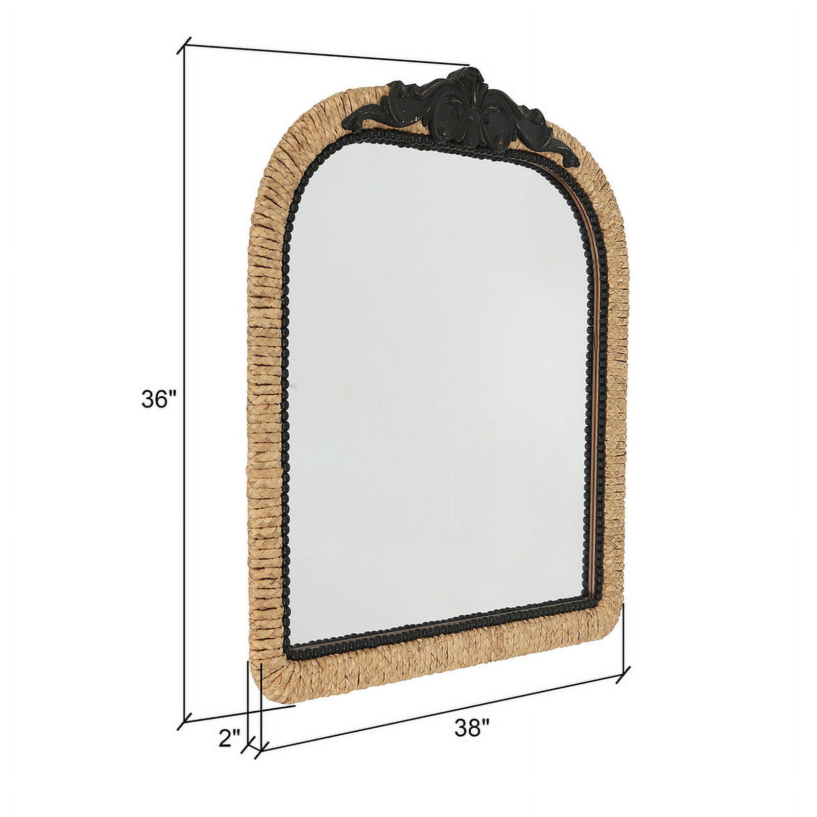 Solara Wide Arch Rattan Frame Wood Wall Mirror