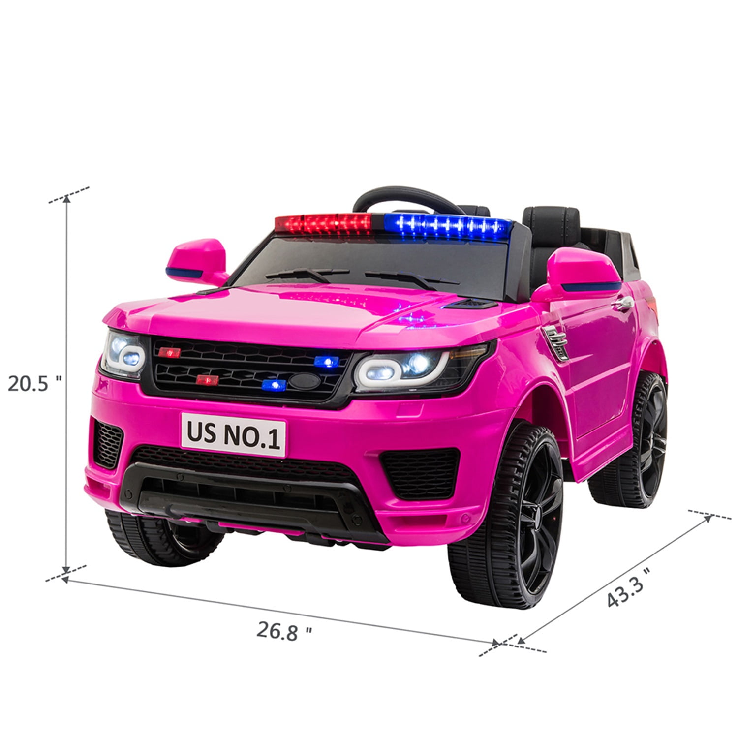 12V Children Police SUV, Kids Ride On Car with Remote Control, Siren Sounds LED Lights, Pink 12V Children Police SUV, Kids Ride On Car with Remote Control, Siren Sounds LED Lights, Pink