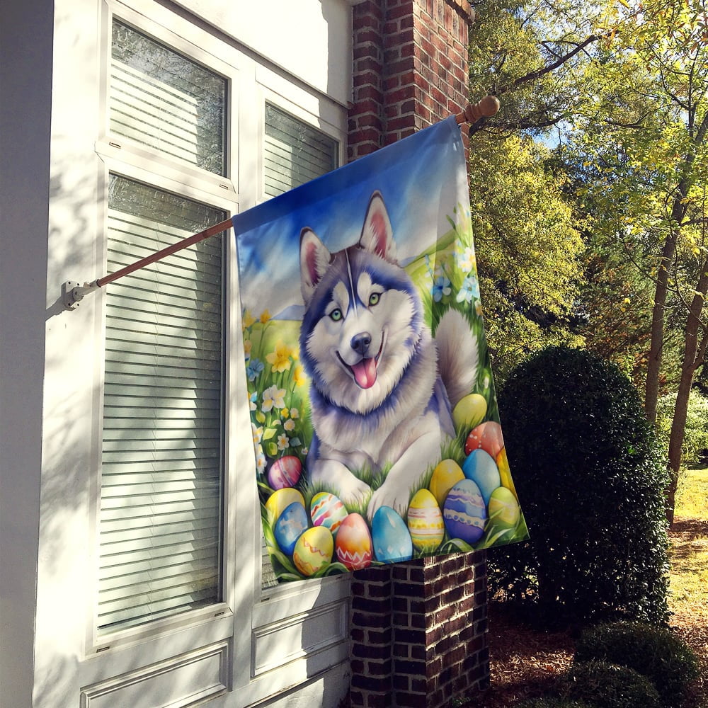 Siberian Husky Easter Egg Hunt House Flag 28 in x 40 in