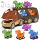 thumbnail image 1 of Veslier Coche de dinosaurio de juguete para niños de 2, 3, 4, 5 años, camión portador de energía de fricción con 4 unidades de coche de dinosaurio pequeño, regalo de cumpleaños de Navidad para niños d, 1 of 3