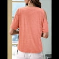thumbnail image 4 of Blusas con Hombros Descubiertos para Mujer, Grandes, Cuello en V, Corta, Ropa de Verano, Túnicas Abotonadas, Rosa, L, 4 of 7