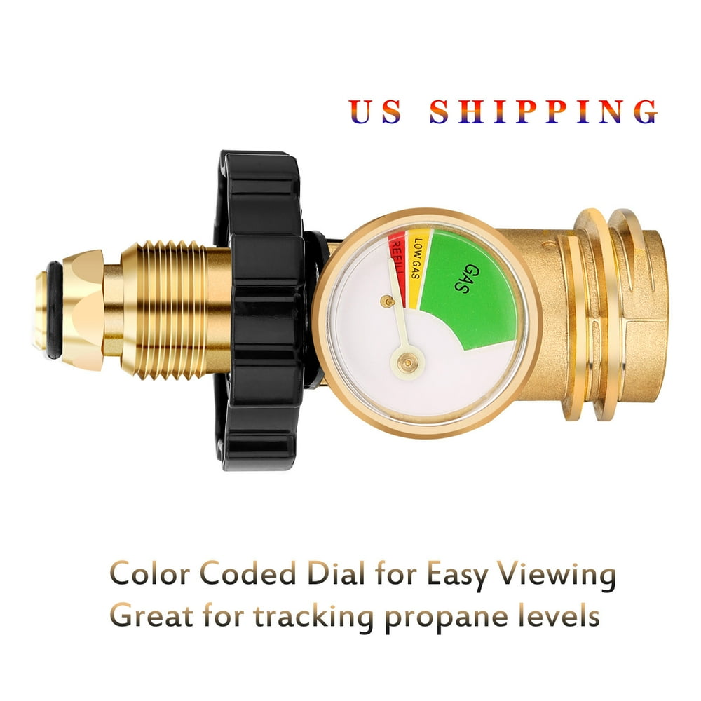 Propane Tank Adapter with Gauge Converts POL LP Tank Service Valve QCC1