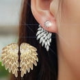 thumbnail image 3 of Grandest Birch 1 Pair Women Xmas Gift Angel Wings Rhinestone Inlaid Stud Earrings Alloy, Rhinestone Gold, 3 of 8
