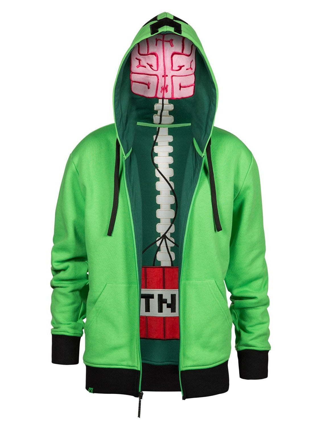 Minecraft Creeper Anatomy Men's Green Premium ZipUp Hoodie