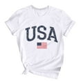 thumbnail image 5 of Lovskoo Women's Summer Tops Trendy Independence Day Printed Short Sleeved Round Neck T-Shirt Top White, 5 of 7