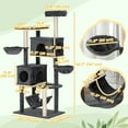 thumbnail image 3 of PawHut 66 Inch Cat Tree with 2 Door Condos, 3 Big Hammocks, Dark Grey, 3 of 10