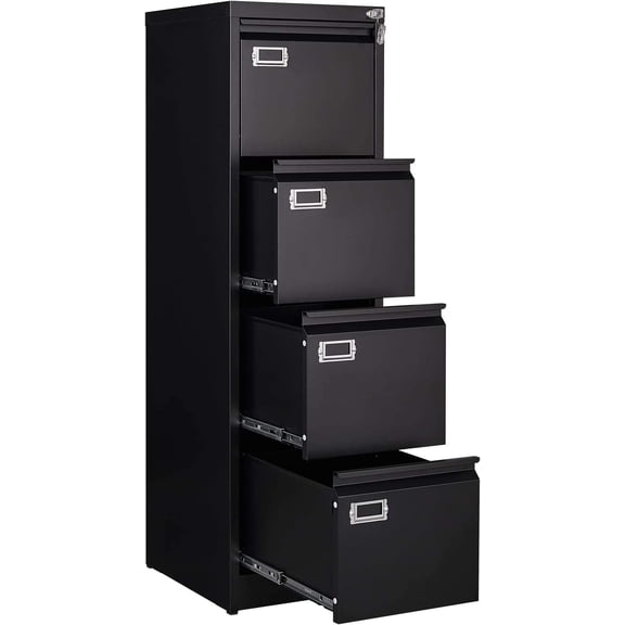 4-Drawer Vertical File Cabinet with Lock, Metal Filing Cabinet for Home Office, Fits Letter/Legal/A4