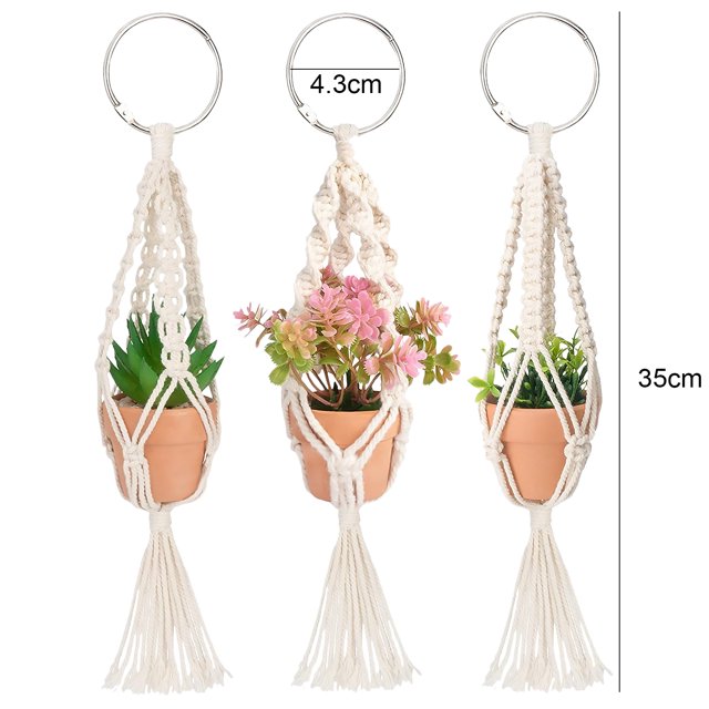 Colgante De Coche Macrame Plant Hangers Kit - Mini Macrame Plant Car Retrovisor Accesorios para espejos Sywqhk Libre de BPA
