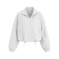 thumbnail image 3 of cocolona Fall Jackets for Women Casual Loose Long Sleeve Lapel Outerwear Hem Drawstring Solid Color Textured Trendy Outfits, 3 of 7
