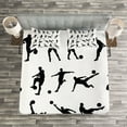thumbnail image 3 of Ambesonne Soccer Quilted Bedspread Set 3 Pcs, Football Silhouettes, King Size, Black White, 3 of 3