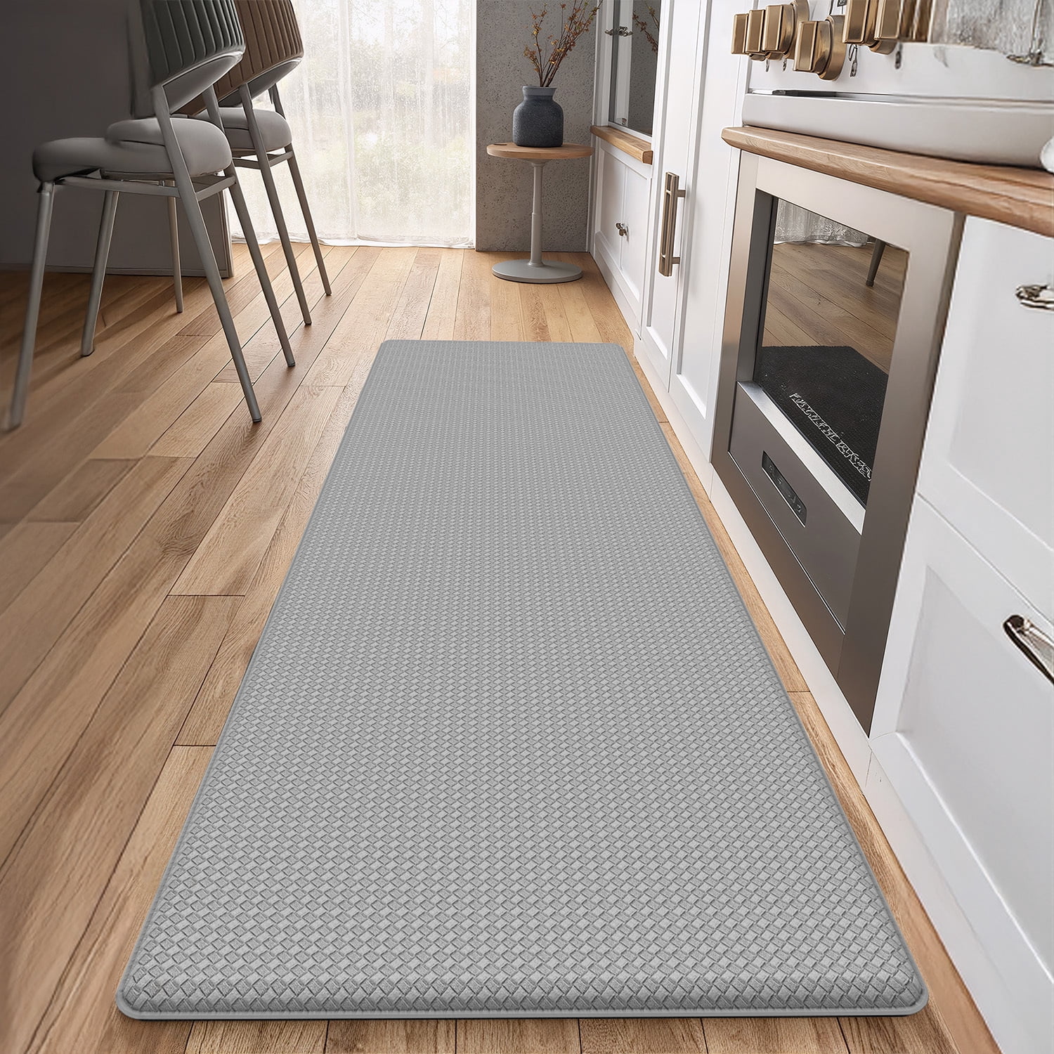 PABUBE Kitchen Rug and Mat Kitchen Mat Anti Fatigue, Non Slips Kitchen Floor Mat, Kitchen Rug or Mat Washable, 17"x 95", Gray