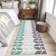 thumbnail image 5 of Area Rug 2x6ft Herringbone Pattern Carpets Indoor Floor Area Mat Washable Entrance Mat Rugs for Living Room Dining Room Kitchen Bedroom, Vintage Turquoise Ombre Grey Sofa Throw Carpet, 5 of 9