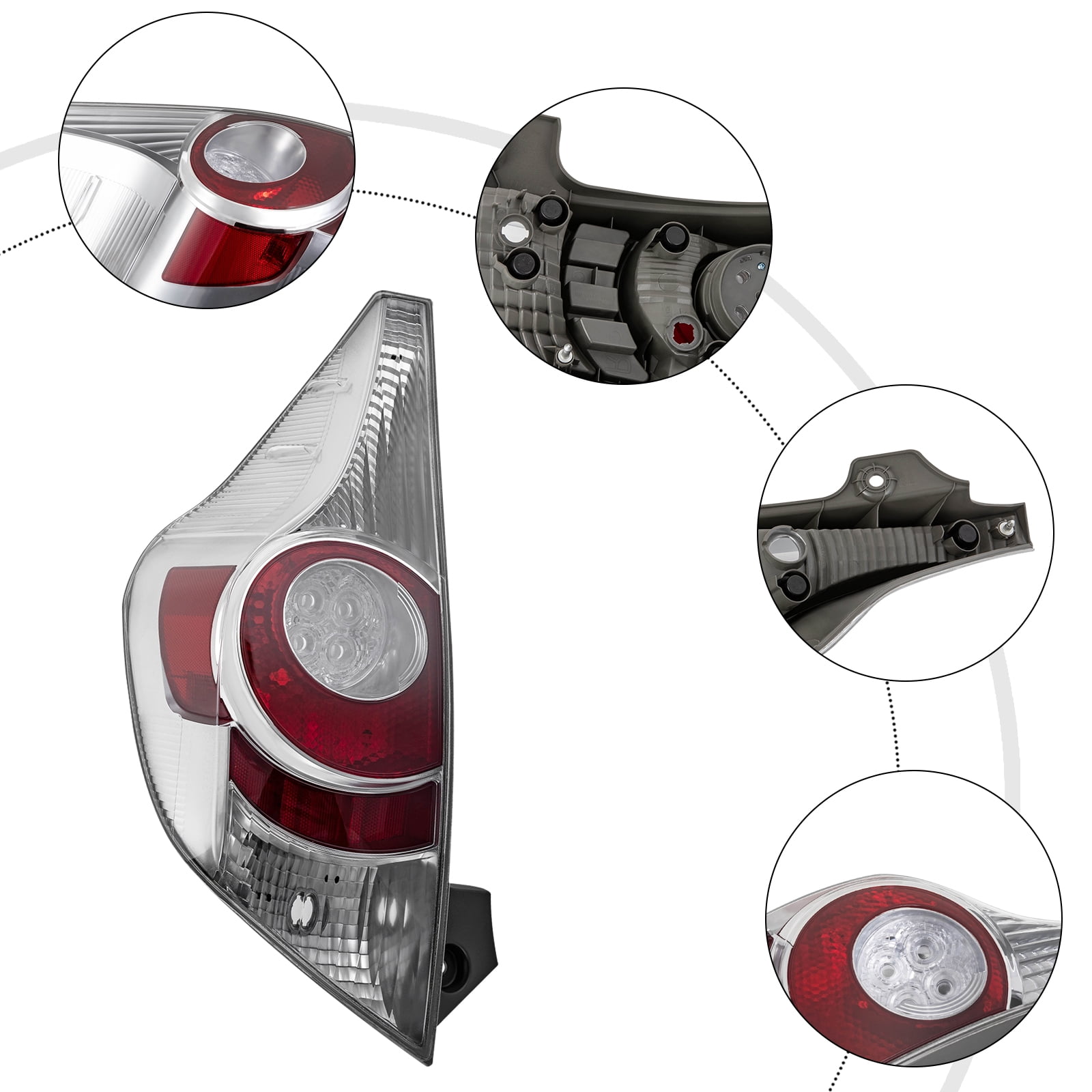 Miumaeov Left Side Tail Light Compatible with Prius C 2012-2014 Tail Light Lens Cover Replaces Halogen Rear Tail Light Assembly