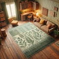 thumbnail image 3 of Ambesonne Leafy Design Decorative Rug Carpet, Boho Art Jungle Leaves, 5' 1" X 7' 5", Laurel Green Champagne, 3 of 5