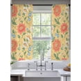 thumbnail image 2 of Embroidery Floral Sheer Curtains 2 Panels Set Country Oriental Traditional Flower Red Yellow Sheer Window Curtains Light Filtering Rod Pocket Voile Drapes for Bedroom Living Room 52"x63", 2 of 9