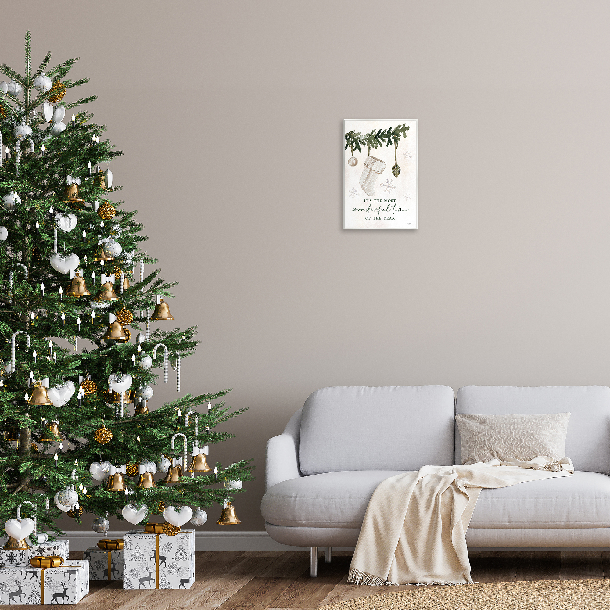 Stupell Industries Festive Hanging Stocking Holiday Painting Unframed Art Print Wall Art, 13 x 19