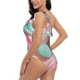 thumbnail image 4 of Zufioo Pastel Macarons Delight Print One-shoulder Ruffled One-piece Swimsuit, High Elastic Integrated Removable Chest Pad Swimsuit Suitable for Beach, Pool and Vacation-Large, 4 of 6