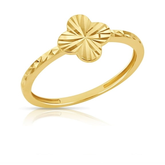 Tilo Jewelry 10K Yellow Gold Four Leaf Clover Promise Band Ring | Size 5 | Minimalist Everyday Ring for Women & Unisex