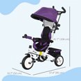 thumbnail image 3 of Qaba 6 in 1 Toddler Tricycle Stroller with Basket, Canopy, Purple, 3 of 9