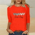 thumbnail image 2 of Penkiiy T-shirt de Mode pour Femmes de la Saint-Valentin Imprimé Manches 3/4 Blouse Col Rond Hauts Décontractés S Orange, 2 of 5