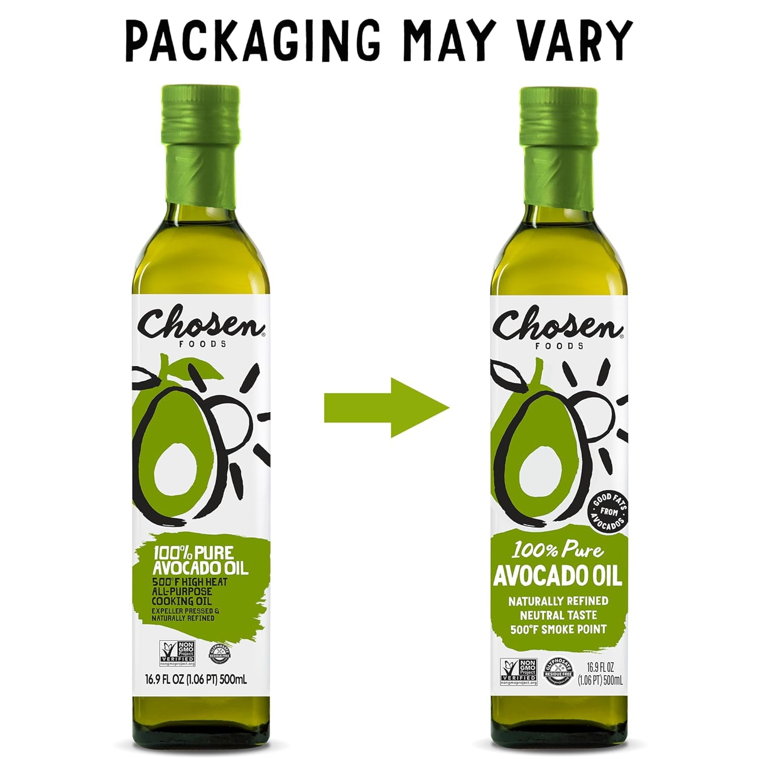 Chosen Foods 100% Pure Avocado Oil, 16.9 fl oz, (Pack of 6)