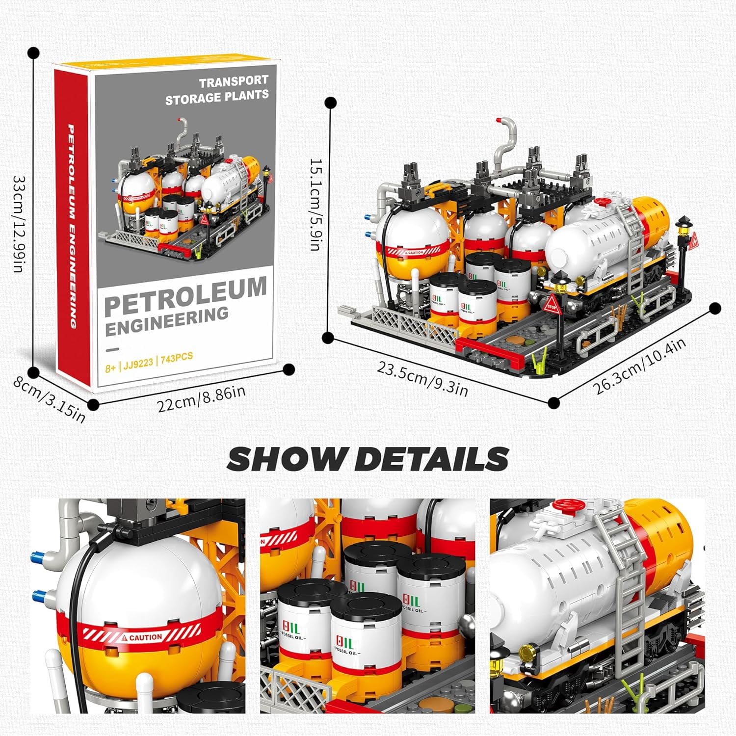 Engineering Oilfield Model Building Block Sets, Petroleum Engineering Model Kit with Gas Pipeline & Tanker Truck, Desktop Decor Display for Room, Unique Gift STEM Toys