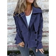thumbnail image 4 of Female Trench Coat Casual Double Breasted Jacket Fall Fashion Outerwear Dark Blue XL, 4 of 6