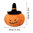thumbnail image 3 of Euahivb Halloween Pumpkin Decorative Pillow 13.8 x 13.8 Inch Plush Stuffed Toy with Black Wizard Hat for Kids Room Living Room Couch Spooky Holiday Decor, 3 of 7
