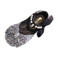 thumbnail image 3 of Afuyipoi ​Girls Rhinestone Pearl Mary Jane Flats, Bling Sequin Princess Sandals, Sparkly Flower Girl Wedding Party Shoes Black Size 12.5 (Little Kids), 3 of 7