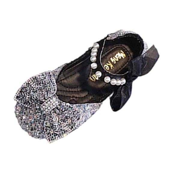 ZACPNCV Toddler Girl's Dress Shoes Rhinestone Flat Soft Soled Mary Jane Shoes for Party Birthday Performance