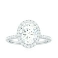thumbnail image 4 of Rosec Jewels Oval Moissanite Engagement Ring with Halo - D-VS1 Quality Authentically Certified Classic Ring for Women, 18K White Gold, US 9.50, 4 of 8